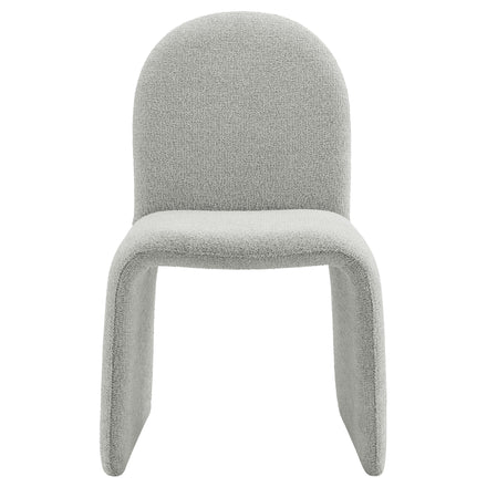 Junia Boucle Upholstered Arch Armless Dining Chair in Dove Gray