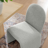 Cordoba Boucle Upholstered Arch Armless Dining Chair in Dove Gray