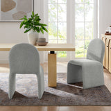 Cordoba Boucle Upholstered Arch Armless Dining Chair in Dove Gray