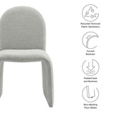 Cordoba Boucle Upholstered Arch Armless Dining Chair in Dove Gray