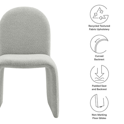 Junia Boucle Upholstered Arch Armless Dining Chair by Furniture For America