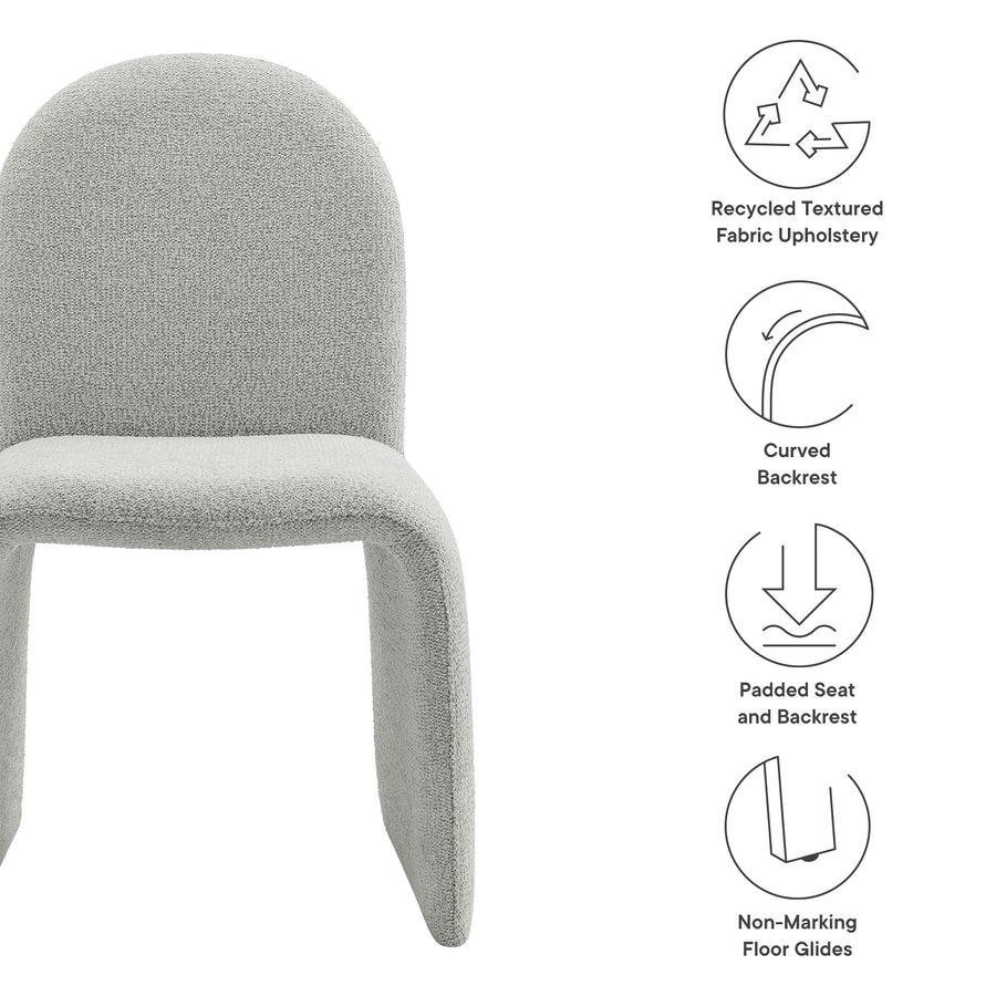 Cordoba Boucle Upholstered Arch Armless Dining Chair in Dove Gray