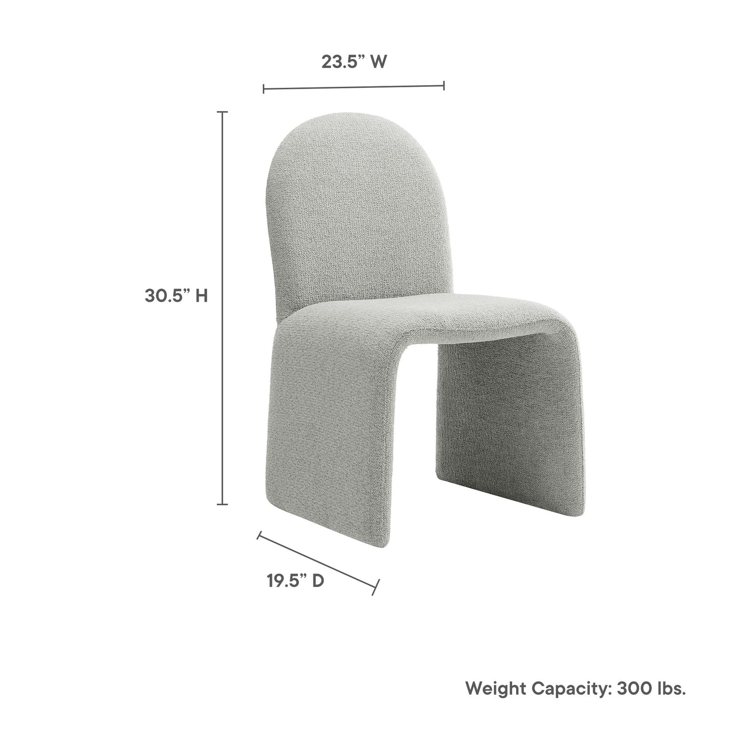 Junia Boucle Upholstered Arch Armless Dining Chair by Furniture For America
