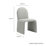 Cordoba Boucle Upholstered Arch Armless Dining Chair in Dove Gray