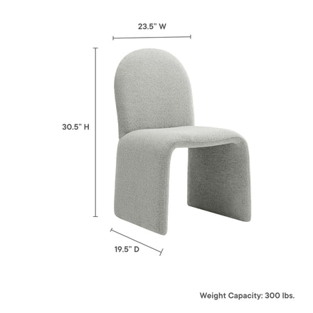 Junia Boucle Upholstered Arch Armless Dining Chair in Dove Gray