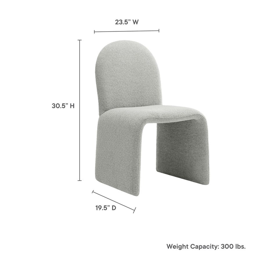 Cordoba Boucle Upholstered Arch Armless Dining Chair in Dove Gray