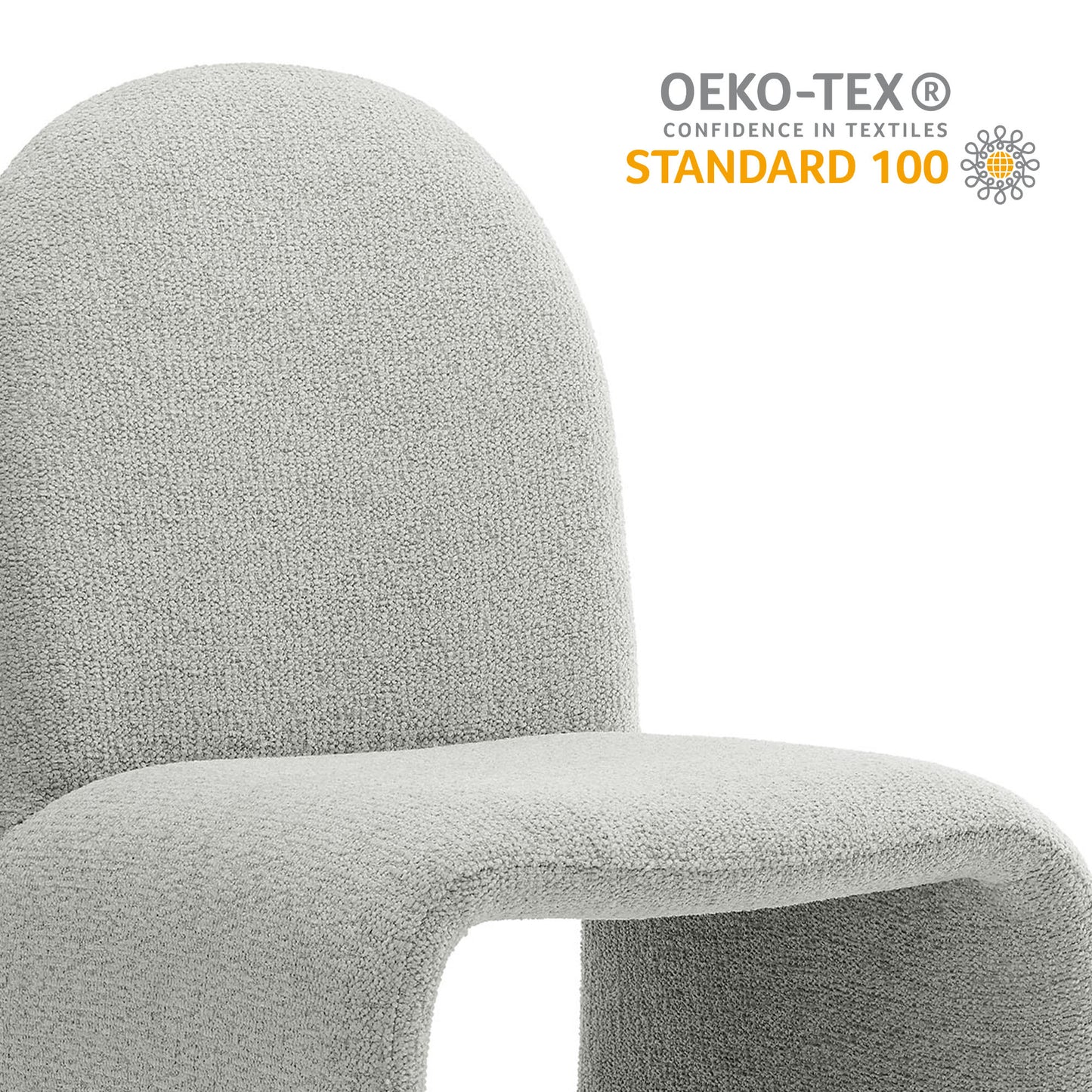 Junia Boucle Upholstered Arch Armless Dining Chair by Furniture For America
