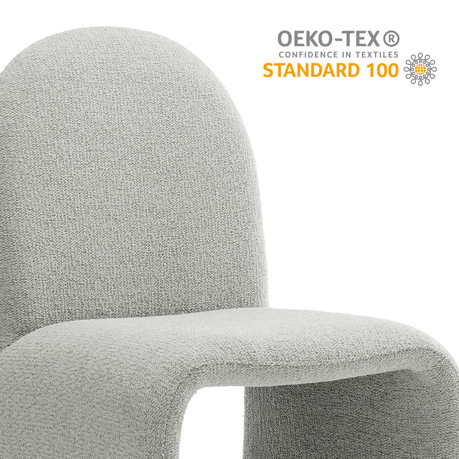 Cordoba Boucle Upholstered Arch Armless Dining Chair in Dove Gray