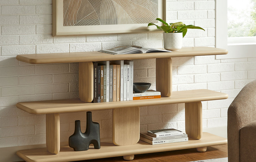 Rupit Sculptural 2-Tier Bookshelf in Natural