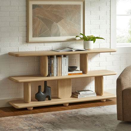 Lyle Sculptural 2-Tier Bookshelf in Natural