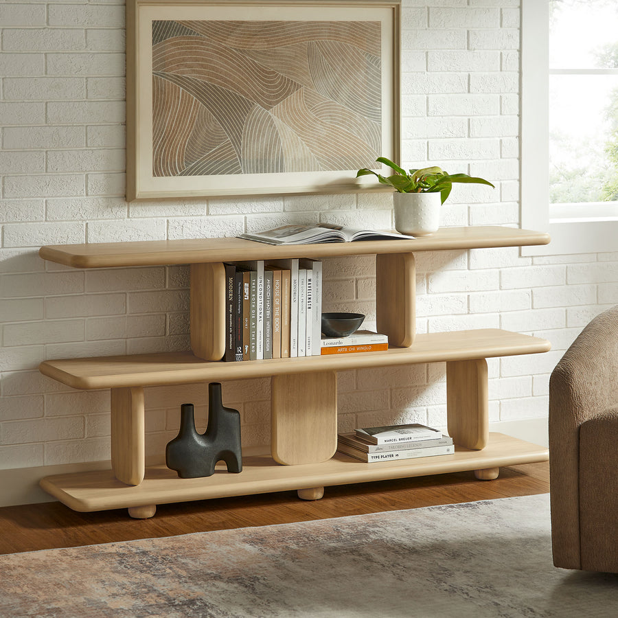 Rupit Sculptural 2-Tier Bookshelf in Natural