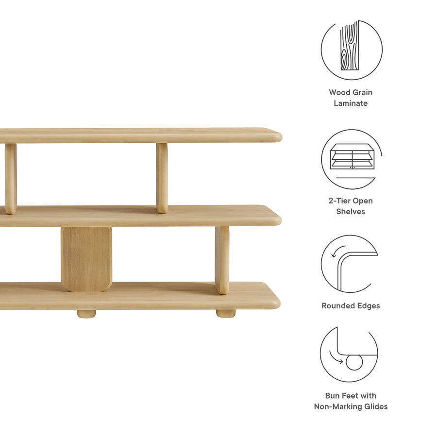 Rupit Sculptural 2-Tier Bookshelf in Natural