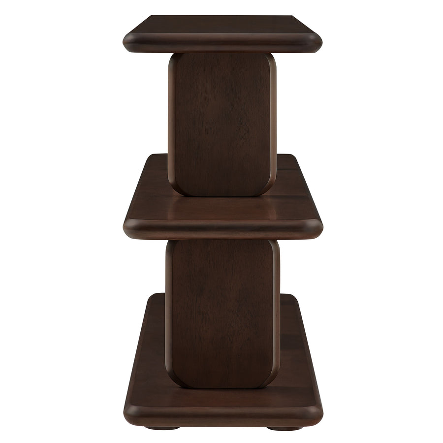 Rupit Sculptural 2-Tier Bookshelf in Walnut