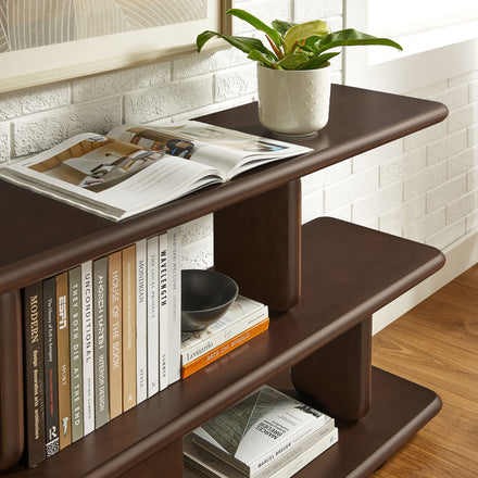 Lyle Sculptural 2-Tier Bookshelf in Walnut
