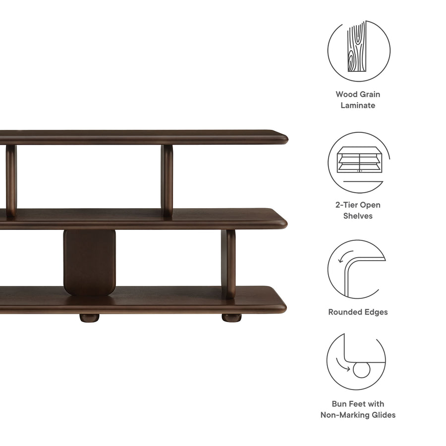 Rupit Sculptural 2-Tier Bookshelf in Walnut