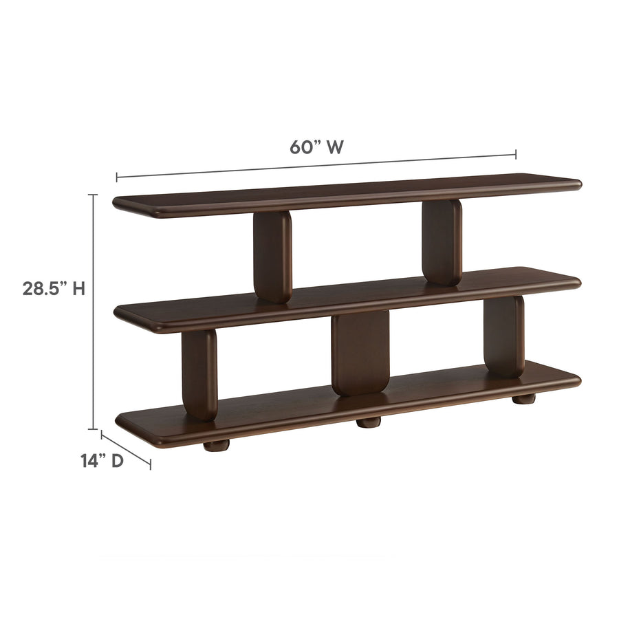 Rupit Sculptural 2-Tier Bookshelf in Walnut