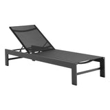 Aspen Outdoor Patio Mesh and Aluminum Chaise Lounge in Gray