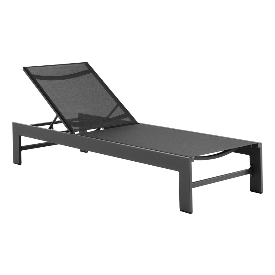 Aspen Outdoor Patio Mesh and Aluminum Chaise Lounge in Gray