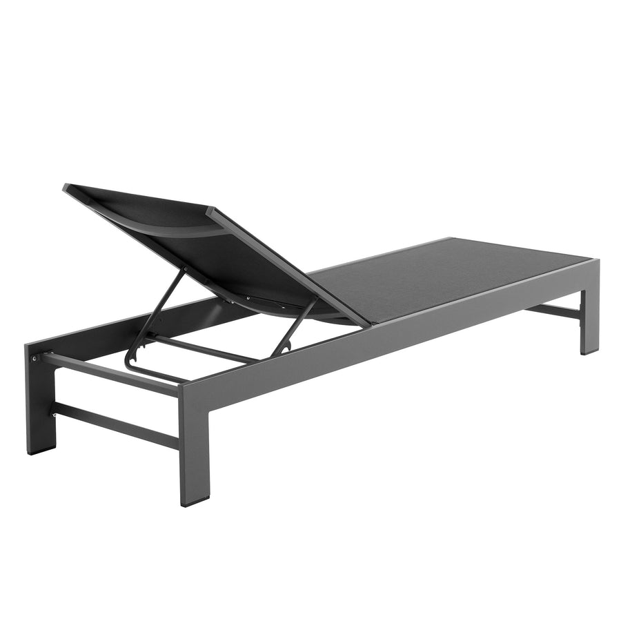 Aspen Outdoor Patio Mesh and Aluminum Chaise Lounge in Gray
