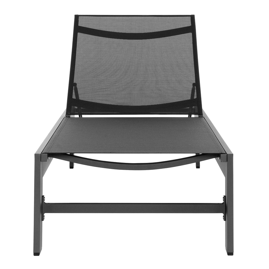 Aspen Outdoor Patio Mesh and Aluminum Chaise Lounge in Gray