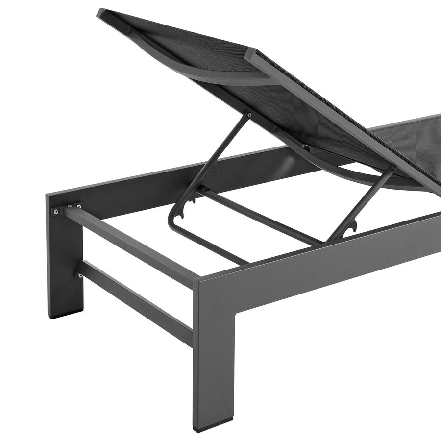 Aspen Outdoor Patio Mesh and Aluminum Chaise Lounge in Gray