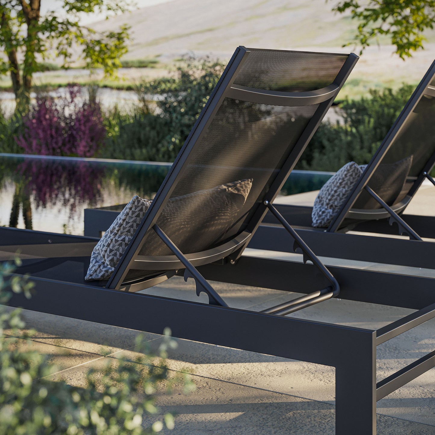 Tahoe Outdoor Patio Mesh and Aluminum Chaise Lounge by Furniture For America
