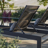 Aspen Outdoor Patio Mesh and Aluminum Chaise Lounge in Gray