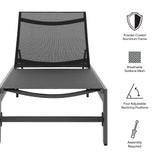 Aspen Outdoor Patio Mesh and Aluminum Chaise Lounge in Gray