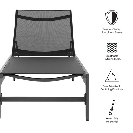 Tahoe Outdoor Patio Mesh and Aluminum Chaise Lounge in Gray