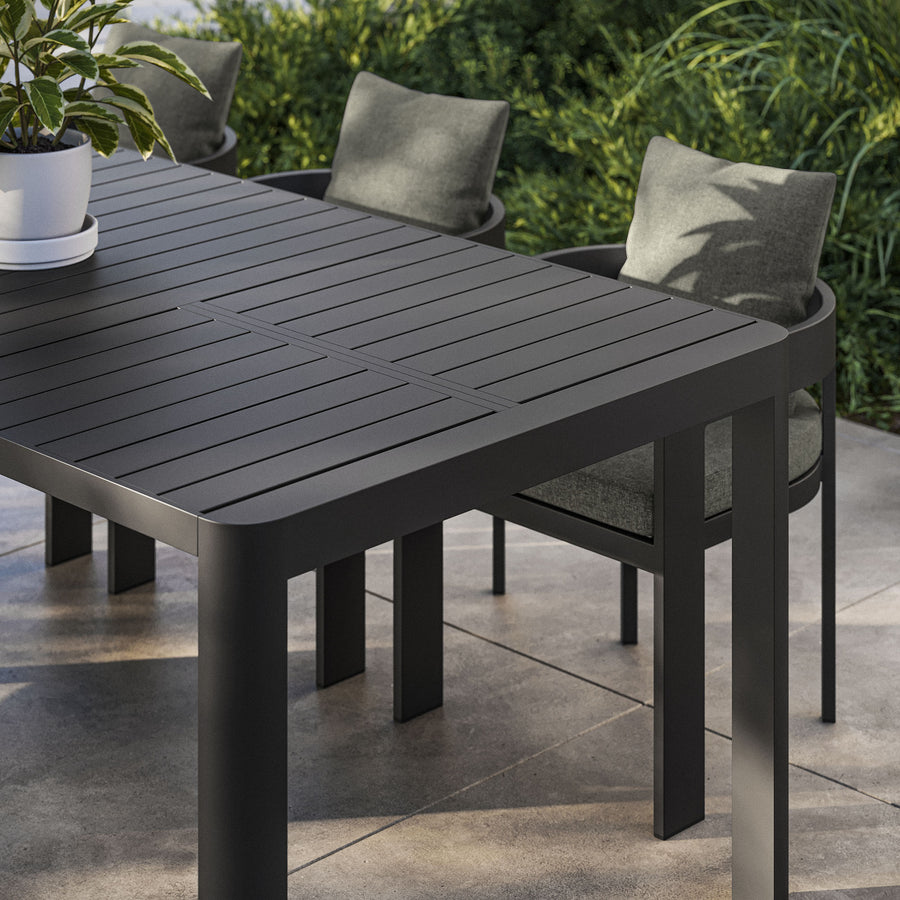 Aspen Outdoor Patio Aluminum Extendable Dining Table in Gray