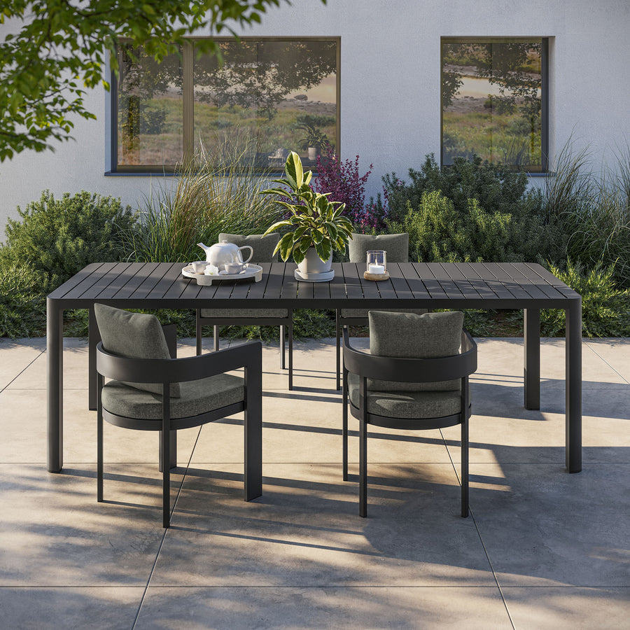Aspen Outdoor Patio Aluminum Extendable Dining Table in Gray