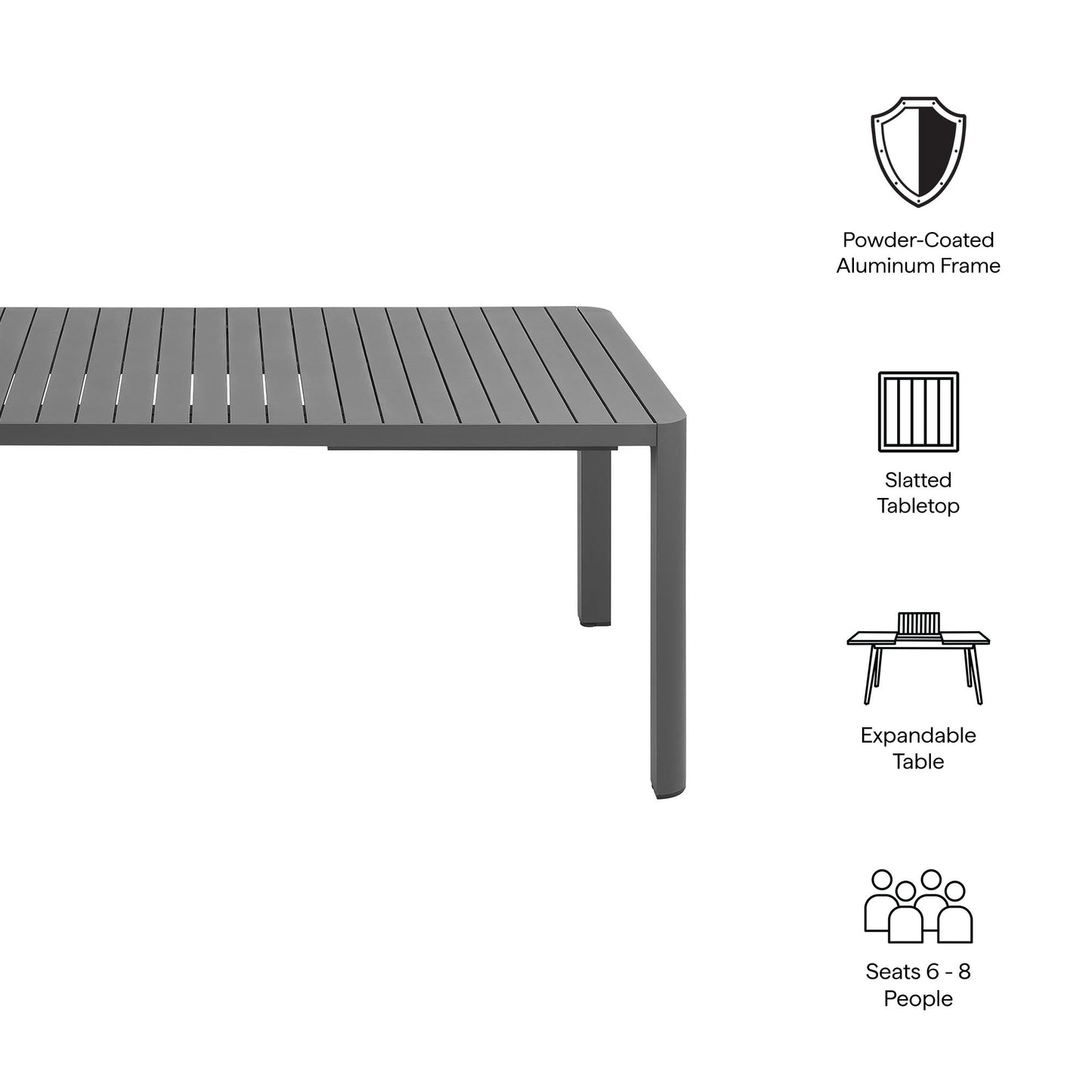 Tahoe Outdoor Patio Aluminum Extendable Dining Table by Furniture For America