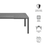 Aspen Outdoor Patio Aluminum Extendable Dining Table in Gray