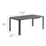 Aspen Outdoor Patio Aluminum Extendable Dining Table in Gray