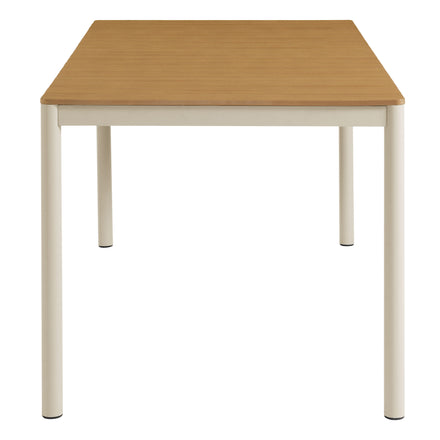 Finn 71" Outdoor Patio Aluminum Dining Table with Faux Wood Top in Natural
