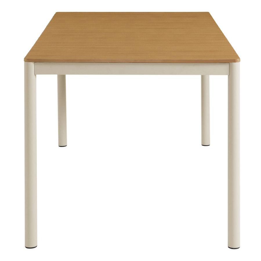 Yuzu 71" Outdoor Patio Aluminum Dining Table with Faux Wood Top in Natural