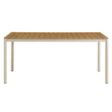 Yuzu 71" Outdoor Patio Aluminum Dining Table with Faux Wood Top in Natural