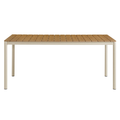 Finn 71" Outdoor Patio Aluminum Dining Table with Faux Wood Top by Furniture For America