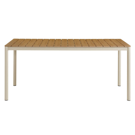 Finn 71" Outdoor Patio Aluminum Dining Table with Faux Wood Top in Natural