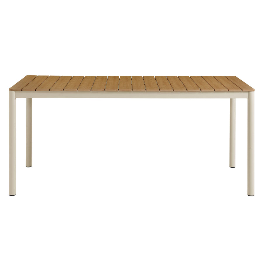 Yuzu 71" Outdoor Patio Aluminum Dining Table with Faux Wood Top in Natural
