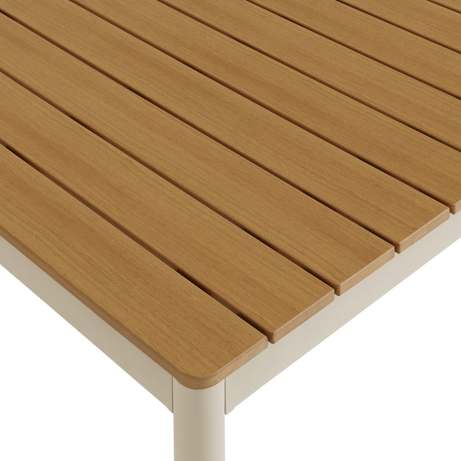 Yuzu 71" Outdoor Patio Aluminum Dining Table with Faux Wood Top in Natural