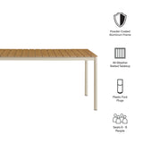Yuzu 71" Outdoor Patio Aluminum Dining Table with Faux Wood Top in Natural