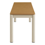 Yuzu Outdoor Patio Aluminum Bench with Faux Wood Top Set of 2 in Natural
