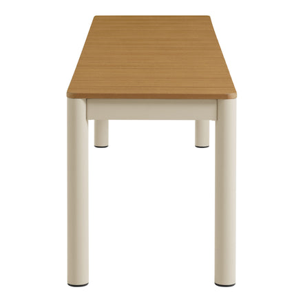 Finn Outdoor Patio Aluminum Bench with Faux Wood Top Set of 2 in Natural