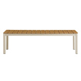 Yuzu Outdoor Patio Aluminum Bench with Faux Wood Top Set of 2 in Natural
