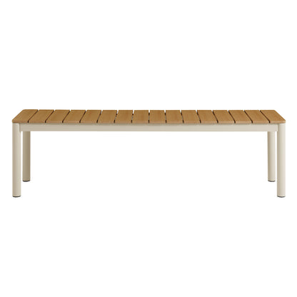 Finn Outdoor Patio Aluminum Bench with Faux Wood Top Set of 2 by Furniture For America