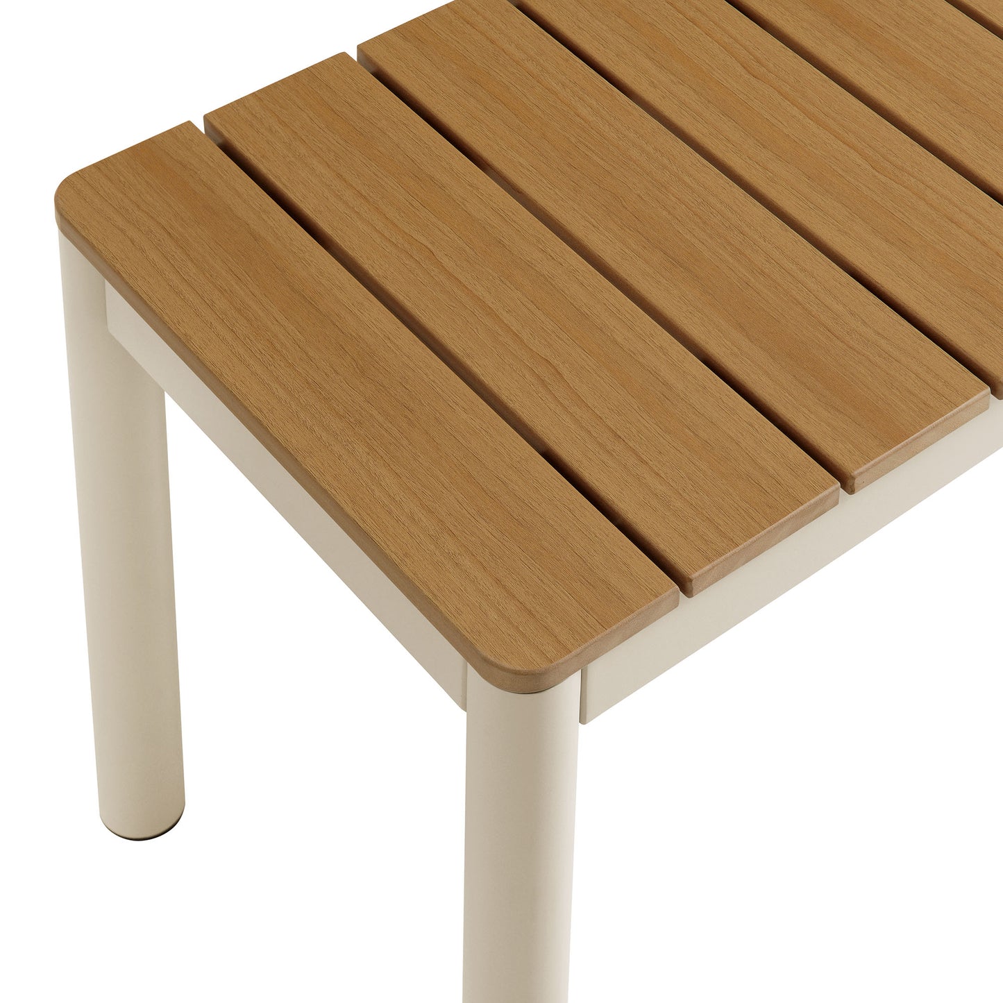 Finn Outdoor Patio Aluminum Bench with Faux Wood Top Set of 2 by Furniture For America