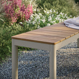Yuzu Outdoor Patio Aluminum Bench with Faux Wood Top Set of 2 in Natural
