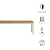 Yuzu Outdoor Patio Aluminum Bench with Faux Wood Top Set of 2 in Natural