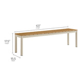 Yuzu Outdoor Patio Aluminum Bench with Faux Wood Top Set of 2 in Natural